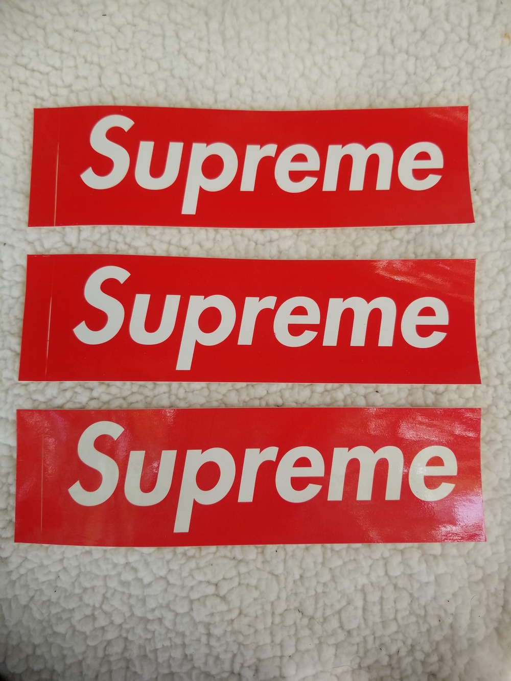 Supreme White on Red Logo Sticker Set of 3